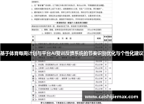 基于体育每周计划与平台AI复训反馈系统的节奏识别优化与个性化建议